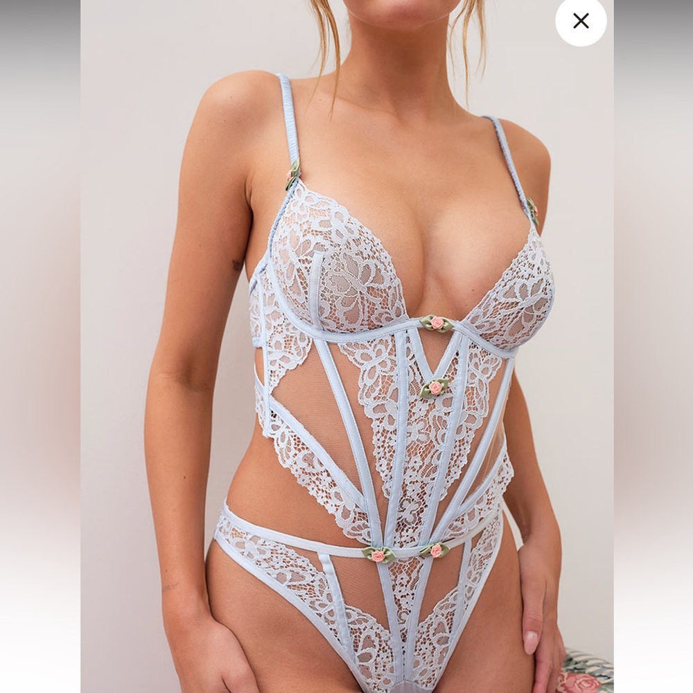 NWT For Love & Lemons Butterfly Lace Teddy